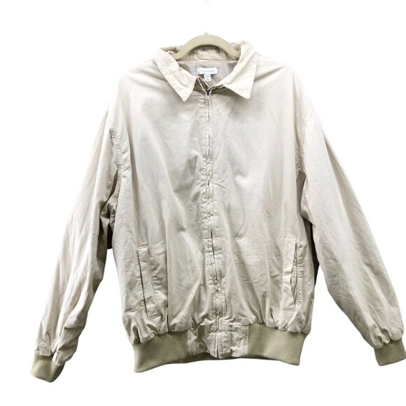 Topshop Oversized Cotton Bomber Jacket Womens 8-10 (M) Beige Collared Chore - Picture 1 of 9